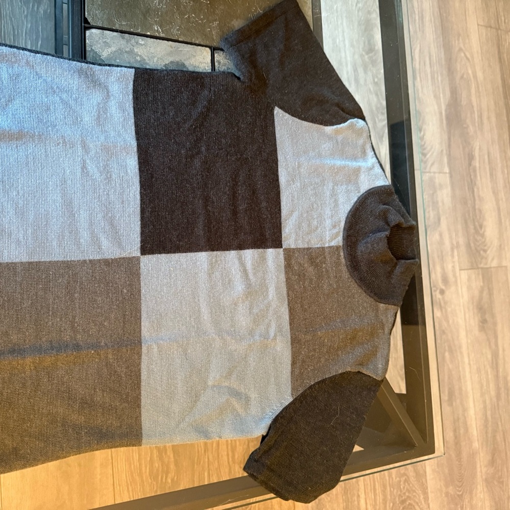 Tahari Black and Gray Sweater with Color-Block Design